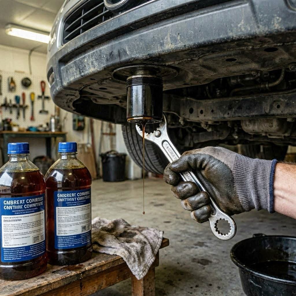 Removing the oil filter during a DIY Nissan Altima oil change