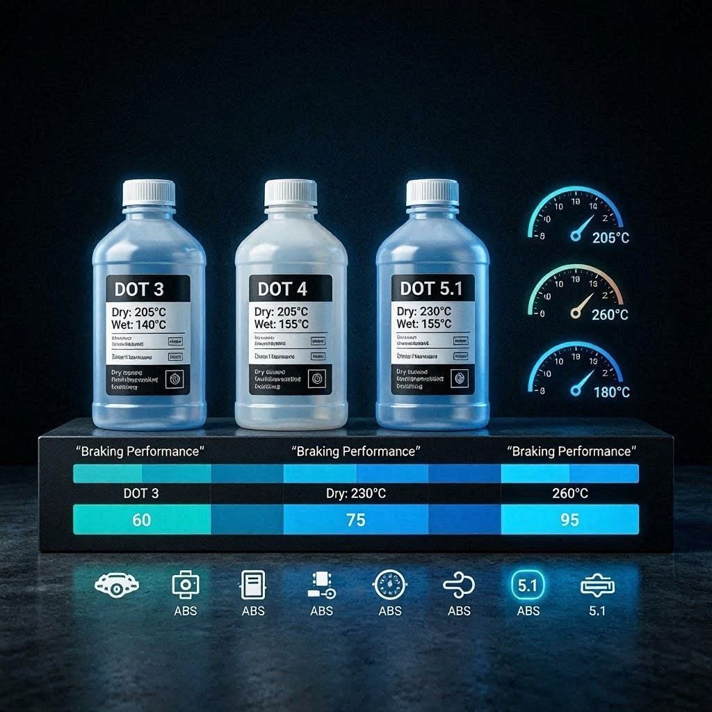 Brake Fluid Types: DOT 3, DOT 4, DOT 5.1 Explained