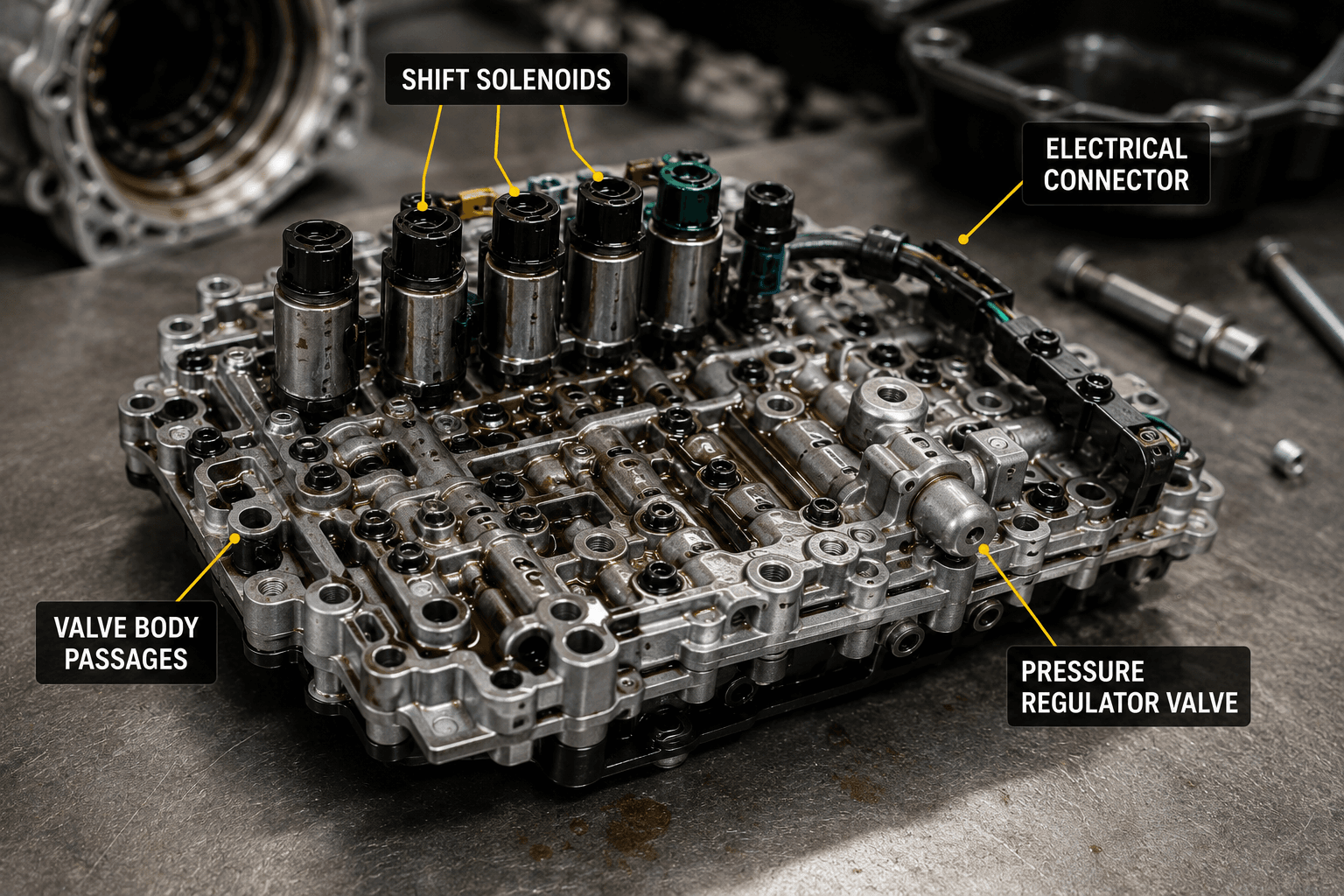 Automatic transmission valve body and shift solenoid assembly