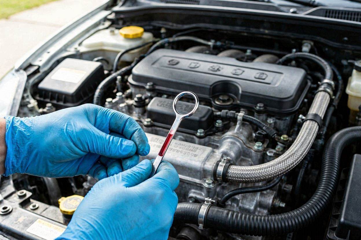 Checking automatic transmission fluid to prevent transmission from getting stuck in gear.