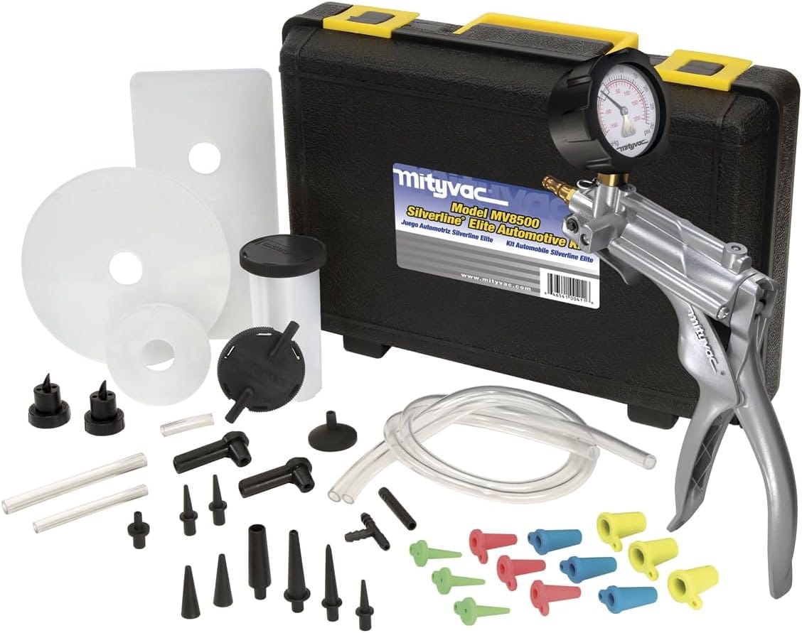 Mityvac hand vacuum pump kit for testing EGR valve diaphragm operation and automotive diagnostics