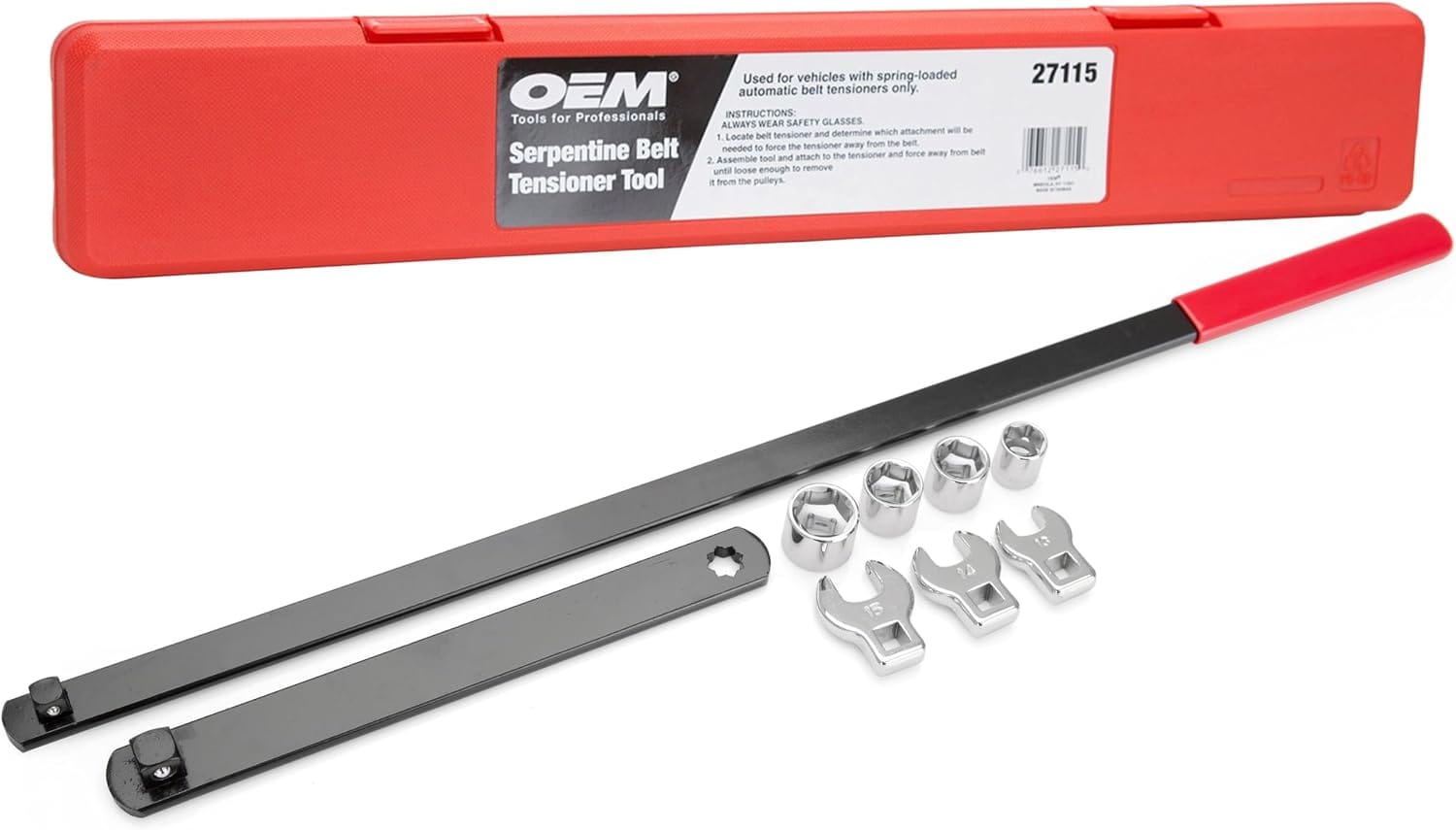 OEMTOOLS 24687 serpentine belt tool set with sockets for multiple vehicle makes