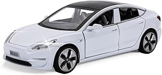 Tesla Model 3 1:32 Model Car, Toy Car with Light & Music, Pull Back Function, Alloy Die-Cast, Ideal for Children from 3