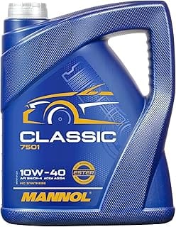 Mannol 7501 Classic 10W-40 Engine Oil 5L for Petrol and Diesel Engines | Meets API SN, ACEA A3/B4, VW 505 00, MB 229.3, 