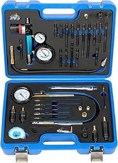 GEARMONSTER 46-Piece Professional Compression Tester Pressure Loss Tester 0-50 Bar | 0-725 PSI, petrol and diesel engine