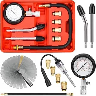 Compression Tester Compression Tester Compression Gauge with Feeler Gauge and 4 Adapters M10 M12 M14 M18 Measuring 0-20 