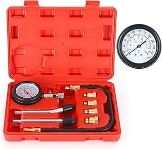Compression Tester Kit, Pressure Gauge Tool Set for Testing, Motorcycle, Car, Outboard Engine, Chainsaw, Snowmobile, Car