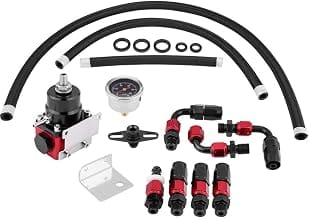 KIMISS Universal Adjustable Fuel Pressure Regulator Kit Oil 0-100psi Gauge AN 6 Fitting End