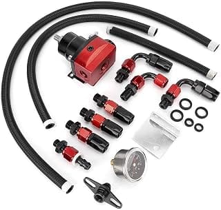 Universal Fuel Pressure Regulator Kit with Pressure Gauge 0-100 PSI Adjustable - 6AN Aluminium Pressure Regulator for Pe