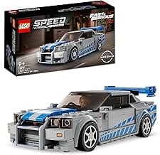 LEGO Speed Champions 2 Fast 2 Furious Nissan Skyline GT-R (R34) Racing Car Toy for Building, 2023 Model Car Kit with Bri