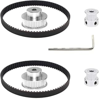 MMOBIEL 2 x 2GT Synchronous Timing Belt 200 x 6 mm / 7.8 x 0.23 Inch and Pulley 20 - 36 Teeth 5 mm Bore Hole Aluminium G