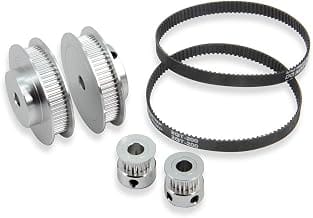 Set of 2 GT2 Synchronous Wheel, 20 & 60 Teeth, 6.35 mm Bore, Aluminium Timing Belt Pulley with 2 Pieces Length 200 mm Wi