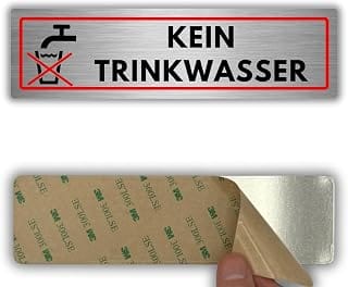 Sign No Drinking Water – 5 x 18 cm – Thickness 0.8 mm – Aluminium – Self-Adhesive Plate – Water Not Drinking – Note – (K